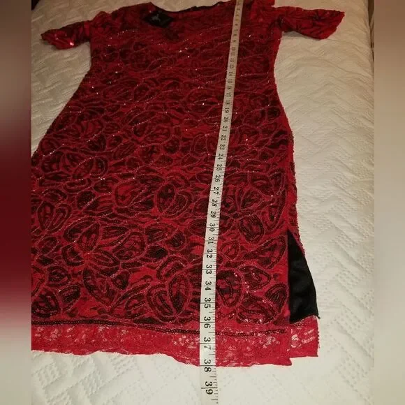 VIJIV+vintage 1920s sequined flapper dress +red new Large - Picture 13 of 16